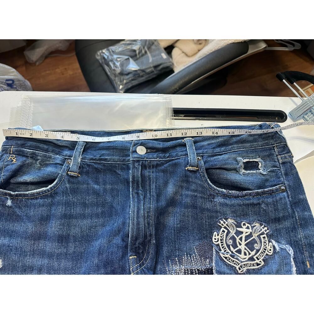 Polo Ralph Lauren Astor Slim Boyfriend Jeans Patchwork Tagged 32 Fit 36 x 29 - Picture 7 of 10